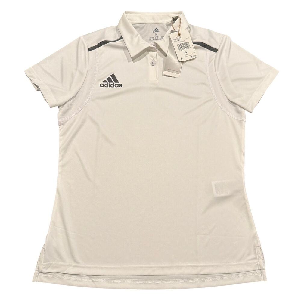 NWT adidas Women’s Team Issue AEROREADY Performance Polo White Gray Size Small
